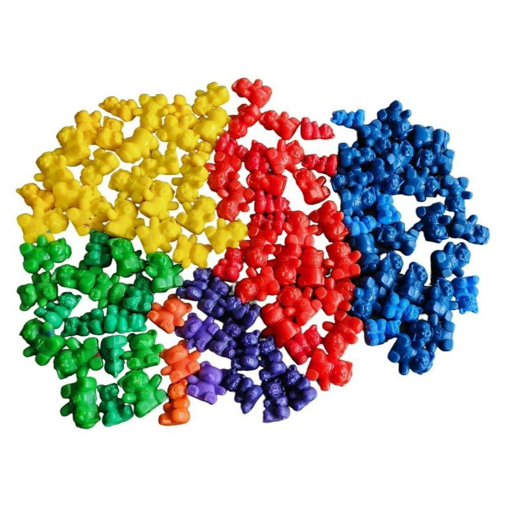 Vintage Plastic Bear Counters Bulk Lot Mixed Colors Sizes Math Manipulatives